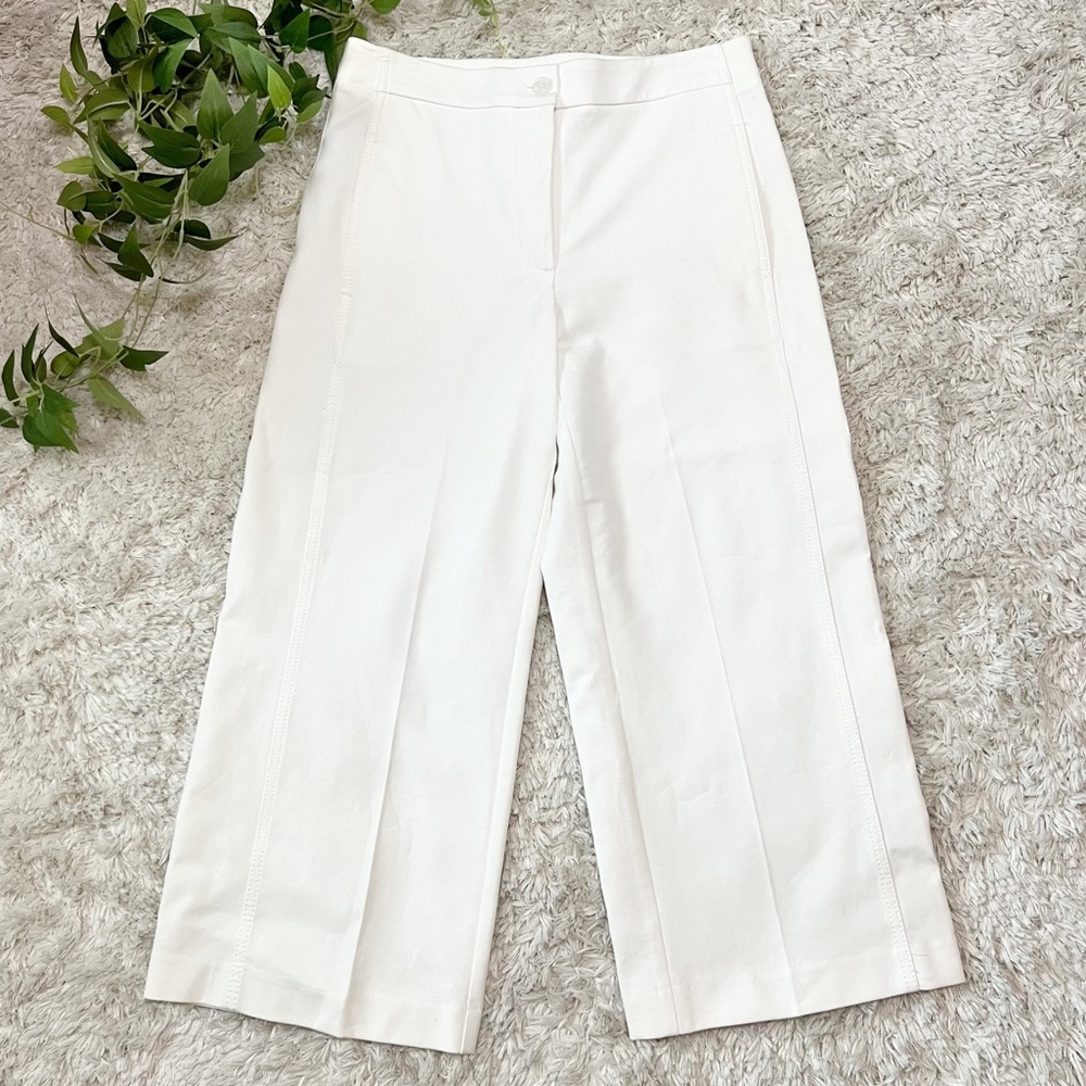 Wide Leg Crop Pants in White - Classic Women's Trousers